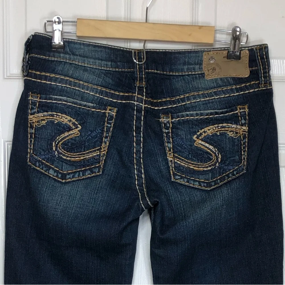 Silver Jeans Co Lola 17” Cotton Mix Dark Wash Straight Leg Jeans W27 L32